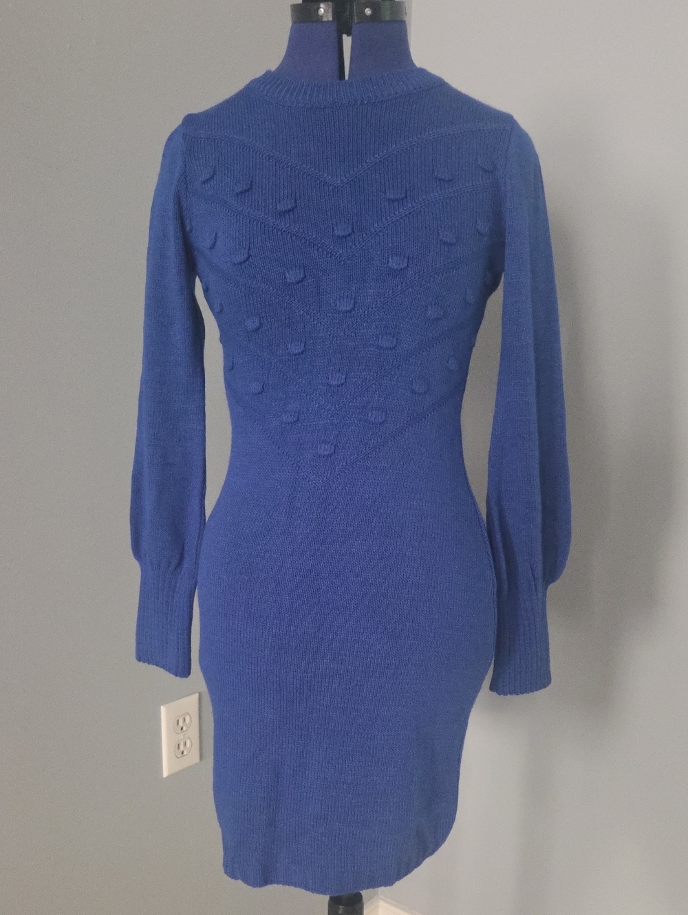 VENUS Cobalt Blue Long Sleeve Knit Bodycon Dress